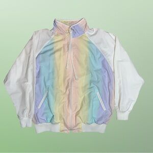 Bay Club Vintage 90s Windbreaker Jacket Size M Pastel Color Blocking Full Zip